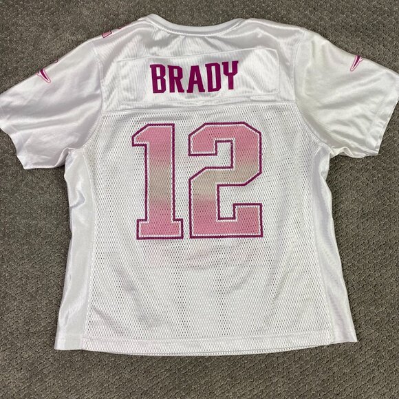 Women's Tom Brady New England Patriots Football Jersey Large White Pink NFL - Picture 1 of 8